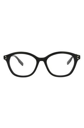 Alexander McQueen 51mm Round Optical Glasses in Black Silver Transparent at Nordstrom Rack
