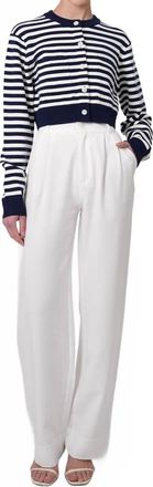 Parentezi Antonella Crop Cardigan In Navy And White Stripes