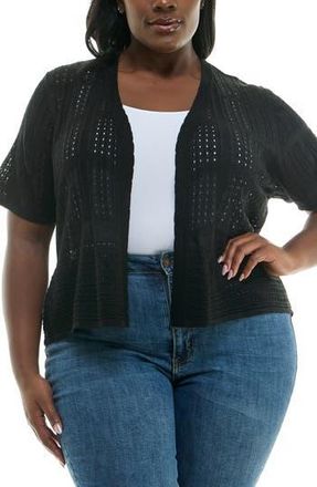 Nina Leonard Open Front Crochet Bolero in Black at Nordstrom Rack, Size 1X