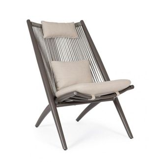 Konte Design Lote de 4 sillones de aluminio marr&oacute;n y tejido de cuerda marr&oacute;n