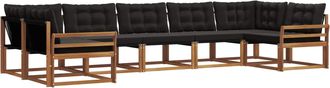 vidaXL Conjunto De Sof&aacute;s De Exterior 7 Uds. Natural Y Negro Vidaxl