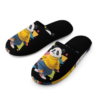 Generic 80s Panda Artistic Geometry Mens House Slippers Slip Indoor Slipper On Shoes Warm Outdoor