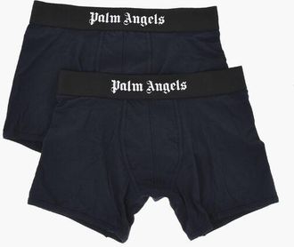 Palm Angels Set Of 2 Pairs Of Stretch Cotton Boxers With Logo Elastic Ba size Xxl
