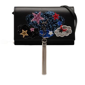Saint Laurent Tweedekans Calfskin Cloud Star Applique Classic Monogram Kate Tassel Wallet On Chain
