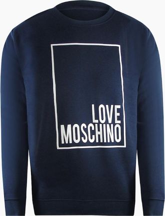 Love Moschino Mens Love Moschino Box Logo Navy Blue Sweatshirt - Size: 40