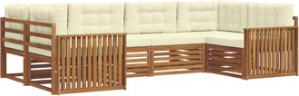 vidaXL Conjunto De Sof&aacute;s De Exterior 6 Uds. Natural Y Crema Vidaxl