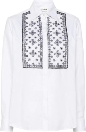 P.A.R.O.S.H. Cr&egrave;me Kleurig Shirt - Dames - Overhemden - Wit - XS - Katoen - Overhemden