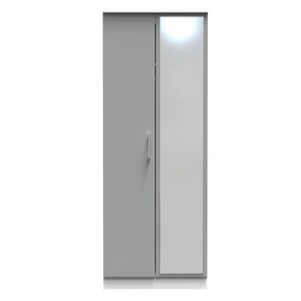 Welcome Furniture Denver Ready Assembled Wardrobe with 2 Doors and Mirror - Grey & White - Welcome Furniture | TJ Hughes