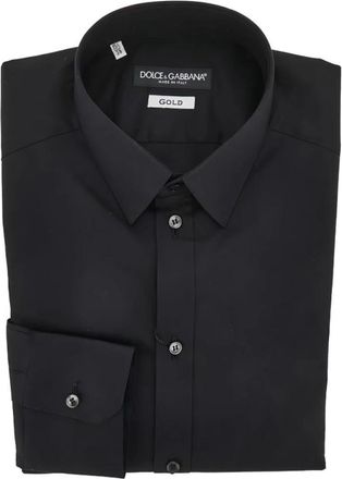Dolce & Gabbana Gold-fit Stretch Poplin Shirt - Heren - Casual Overhemden - Zwart - 3XL - Katoen - Overhemden
