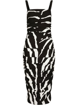 Dolce & Gabbana Abito midi Cady con stampa - Nero