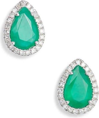 Meira T Emerald & Diamond Stud Earrings at Nordstrom