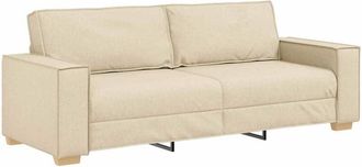 vidaXL Vidaxl - 3-Seater Sofa with Cushion Cream 220 x 78 x 84 cm Fabric