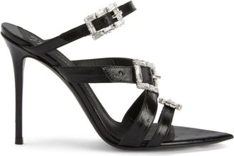 Giuseppe Zanotti 105mm Intriigo Orely sandals - women - Leather/Leather/Leather/Rhinestone/Metal - 36.5 - Black