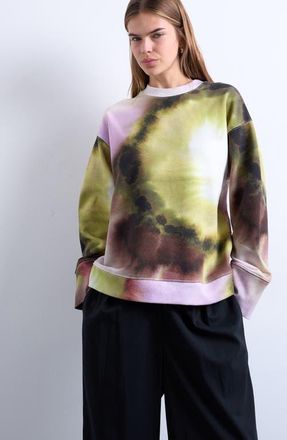 Topshop Tie Dye Oversize Cotton Blend Sweatshirt in Pink at Nordstrom, Size X-Small