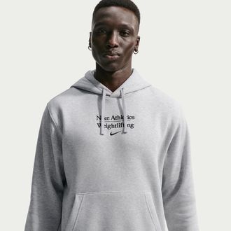 Nike Mens Weightlifting Pullover Hoodie in White | APS548NAWL-WHT