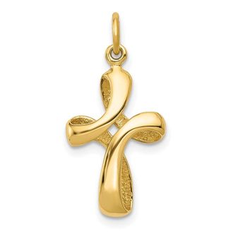 Diamond2Deal 14k Yellow Gold Polished Cross Charm