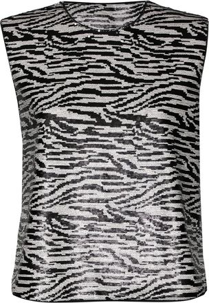 Self Portrait Top zebrato - Nero