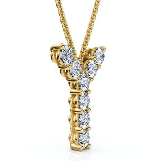 Pompeii3 1Ct Diamond Initial Y Pendant 14k Gold 18 Necklace Lab Grown 5/8 Tall