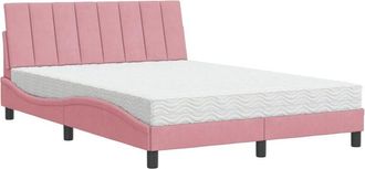 vidaXL Cama Con Colch&oacute;n Hanko Terciopelo Rosa 140x190 Cm Vidaxl