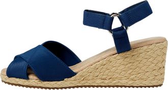 Anne Klein Esther Wedge Sandals Navy Stretch ESTH01F9-410 Womens