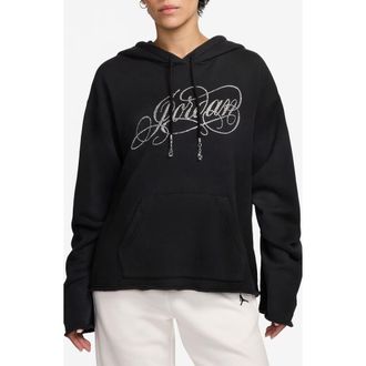 Nike Jordan Flight Fleece Rhinestone Logo Hoodie in Black at Nordstrom Rack, Size Xx-Large