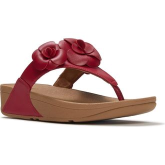 FitFlop Lulu Flower Toe-Post Sandals in Burnt Berry at Nordstrom, Size 11