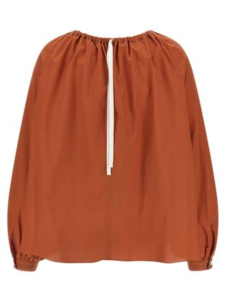Marni Boat Neck Cotton Poplin Blouse - Bronze