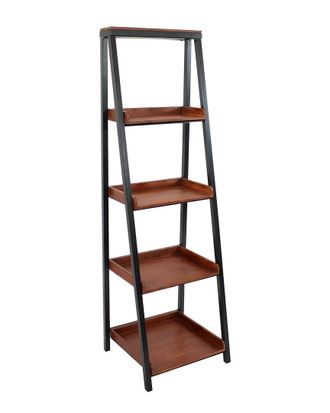 Sunnydaze Indoor 4-Shelf Acacia Ladder Bookshelf