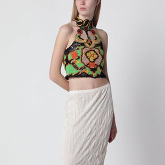 Etro Cropped top with floral crochet-effect pattern