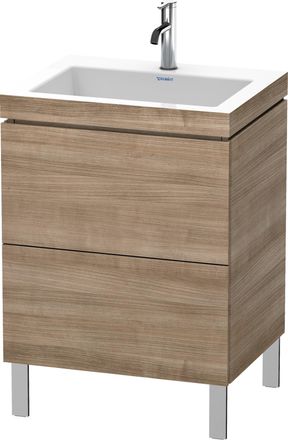 Duravit Lavabo Para Muebles Duravit L-cube C-bonded Con Base De Pie, 60x48 Cm, 2 Extra&iacute;bles, Sin Rebosadero, 1 Agujero Para Grifo, Color: Cerezo Del Tesino - 
