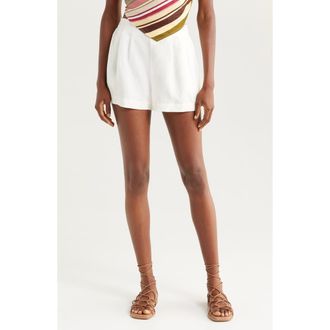 Faithfull The Brand Mirelle Pleat Front Linen Shorts in White at Nordstrom Rack, Size Xx-Large