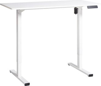 Beliani Beliani - Escritorio De Pie El&eacute;ctrico Ajustable Moderno Patas Cuadradas 120 X 60 Cm Tablero Blanco Y Base Blanca Tavares