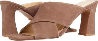 42 Gold 42 Gold Saldana Sandals Womens Sandalwood Suede Slip On Bock Heel JOBB2205