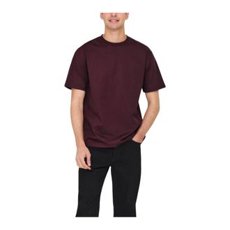 Only & Sons Cotton Round Neck Short Sleeve T-Shirt - Heren - T-shirts - Bruin - M - Katoen - Tops