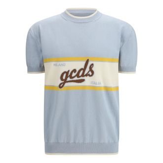 GCDS Logo Script Crewneck - Knitwear - Hombre - Azul - L