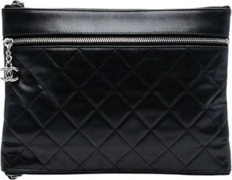 Chanel Pre-owned Clutches, female, Black, Size: ONE SIZE Pre-owned Leather Clutch