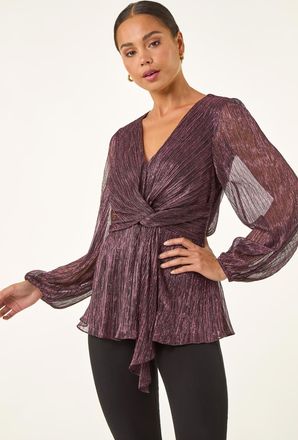Roman Shimmer Twist Stretch Top