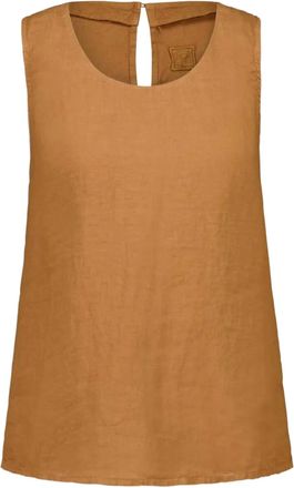 120% Lino Top smanicato in lino - Marrone