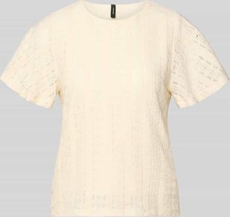 Vero Moda Kurzarmbluse mit Lochstickerei Modell CASSANDRA in Offwhite, Gr&ouml;&szlig;e XL