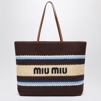 Miu Miu Multicolored raffia effect yarn shopping bag