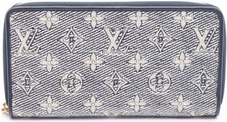 Louis Vuitton Navy White Coated Canvas Leather Long Wallet (Bi-Fold) (Pre-Owned)