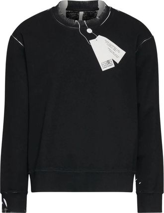 Maison Margiela Zwarte Katoenen Crew Neck Sweatshirt - Heren - Sweatshirts - Zwart - M - Katoen - Hoodies & sweatvesten
