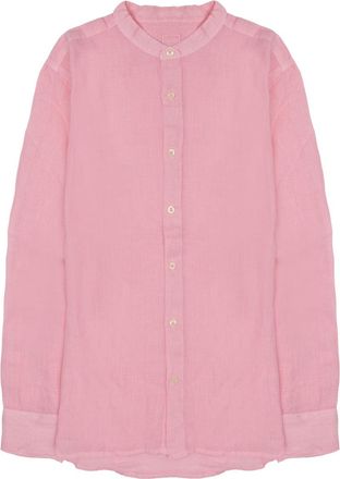 120% Lino Linen Slim Fit Band Shirt