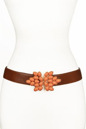 Raina Jaclyn Chain Leather Belt in Cognac at Nordstrom, Size Medium