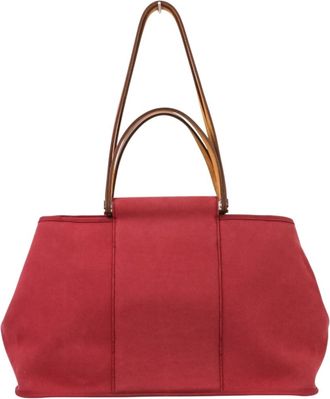 Herm&egrave;s Red Color Toile Officier Tote Bag (Pre-Owned)