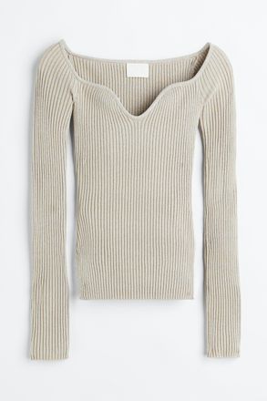 H&M Gerippter Glitzerpullover - Beige