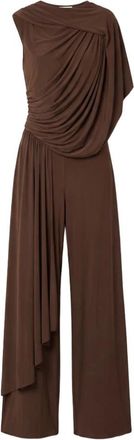 Lanvin Flu&iuml;de Gedrapeerde Jumpsuit - Dames - Jumpsuits - Bruin - S - Jumpsuits & Playsuits