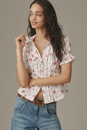 Pilcro Keira Waisted Tuxedo-Front Blouse by Pilcro