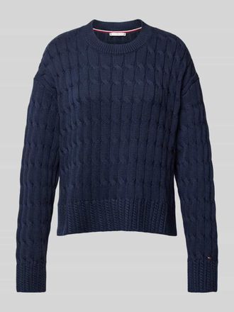 Tommy Hilfiger Strickpullover aus reiner Baumwolle mit Rundhalsausschnitt in Marine, Gr&ouml;&szlig;e XXL