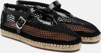 Alaia Ala&iuml;a Fishnet leather-trimmed espadrilles